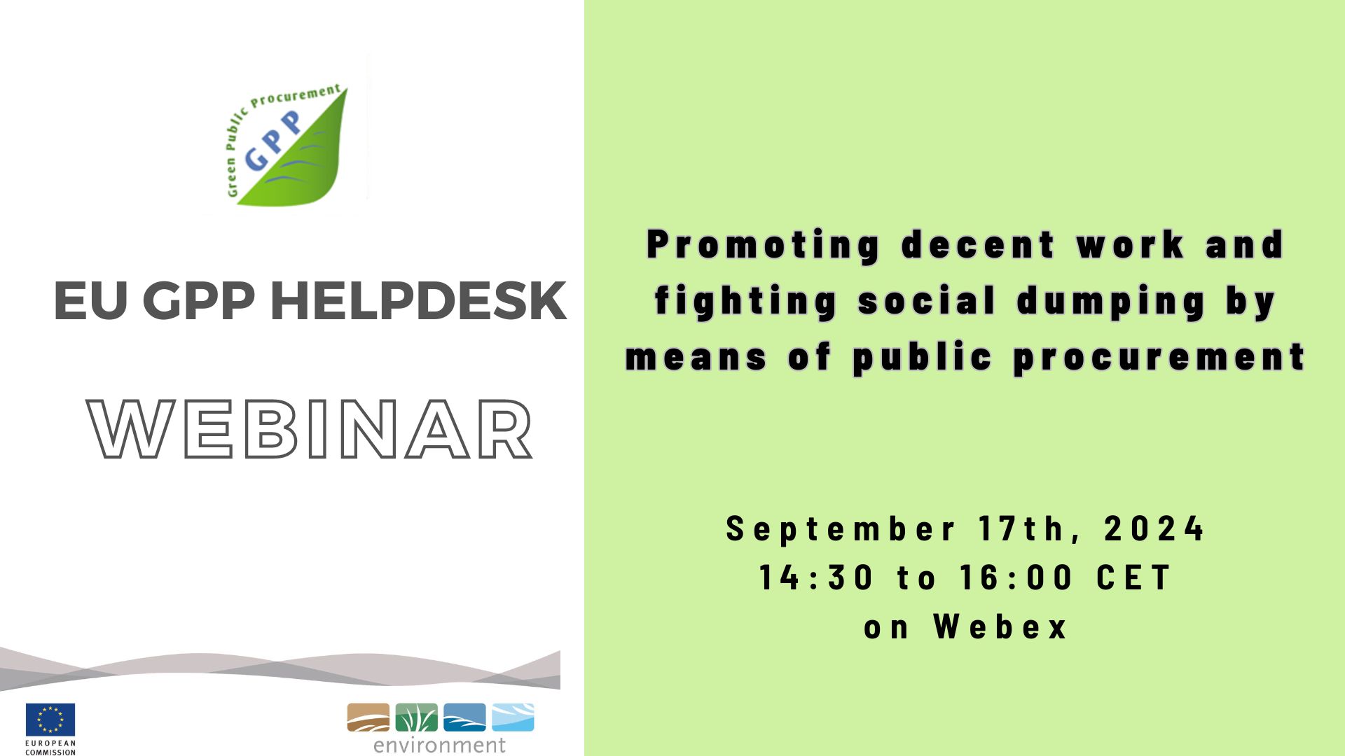 White and green image promoting the webinar that will be held around the topic on SRPP