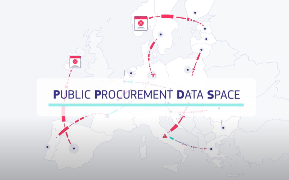 Map of Europe with the text Public Procurement Data Space