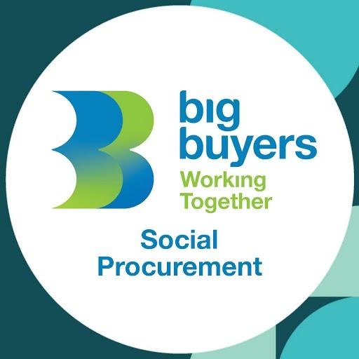 Image of the logo of the project called Big Buyers Working Together, with the name of one of the groups. Colours in shades of green and light blue.